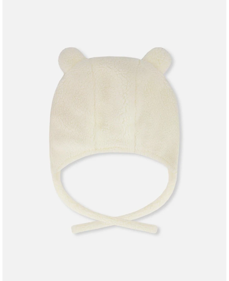 Deux par Toddler Unisex Lined Sherpa Hat with Ear Flaps Off-White - Baby|Toddler