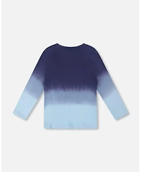 Deux par Boy Long Sleeve Cotton Gradient Jersey Tee Blue - Toddler|Child