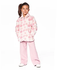 Deux par Girl Sherpa Overshirt Off-White and Pink