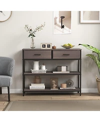 Console Table with Folding Fabric Drawers for Entryway