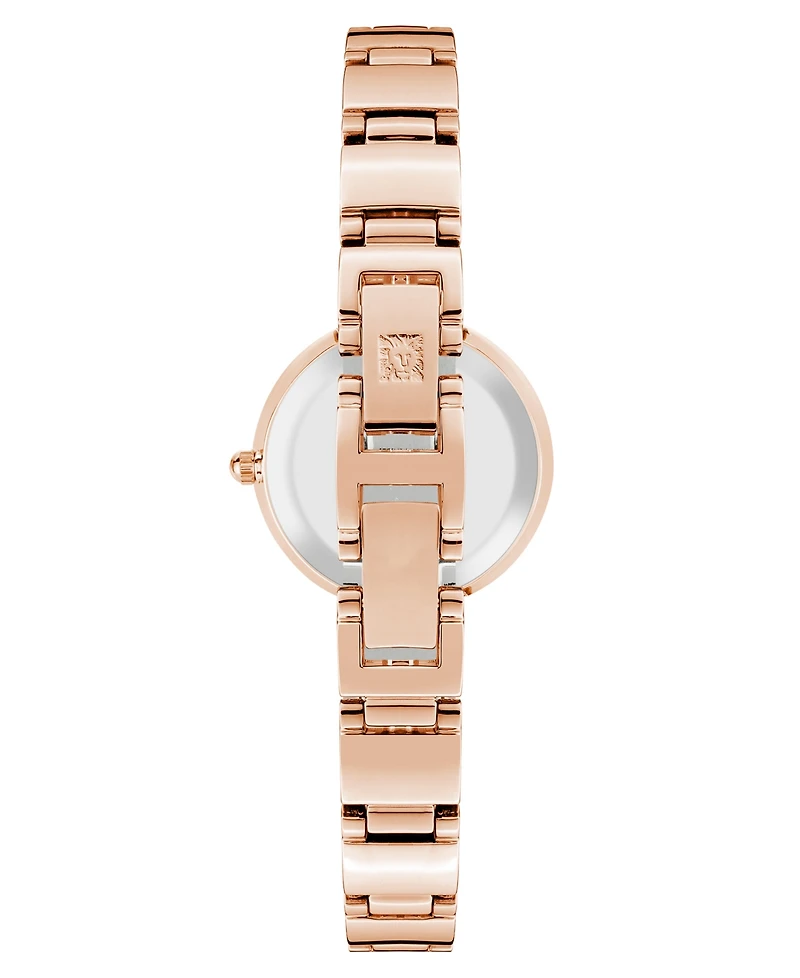 Anne Klein Women's Quartz Classic Plum and Rose Gold-Tone Diamond Accented Bracelet Watch, 28mm