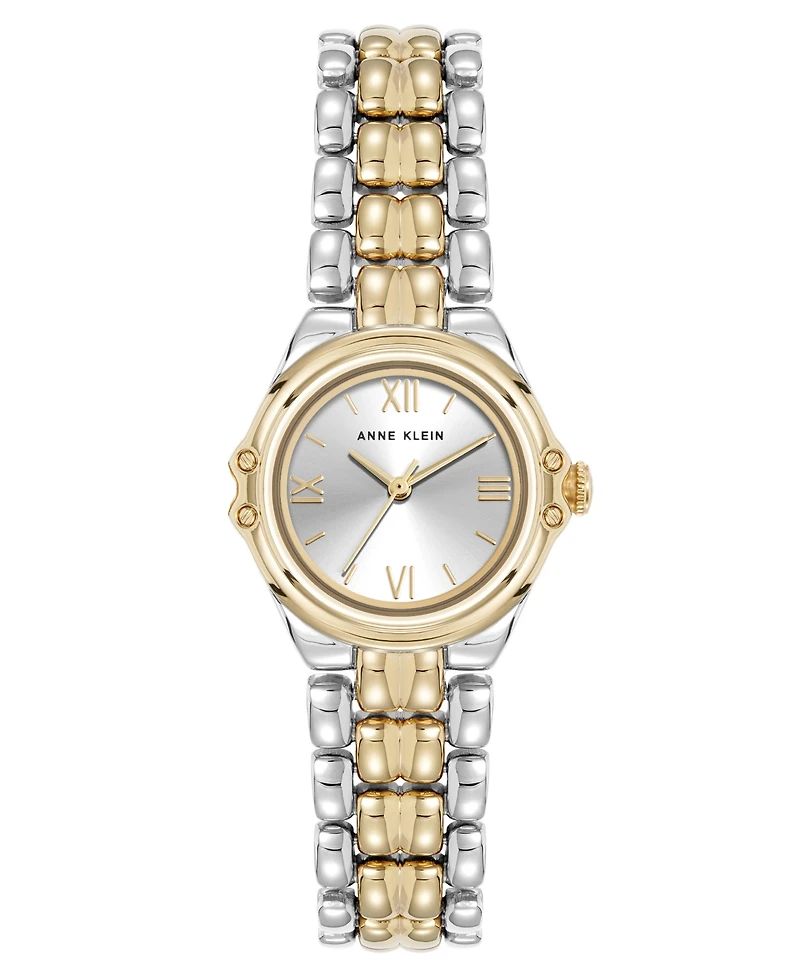 Anne Klein Women's Quartz Round Capital Two-Tone Metal Alloy Bracelet Watch, 28mm