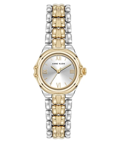 Anne Klein Women's Quartz Round Capital Two-Tone Metal Alloy Bracelet Watch, 28mm