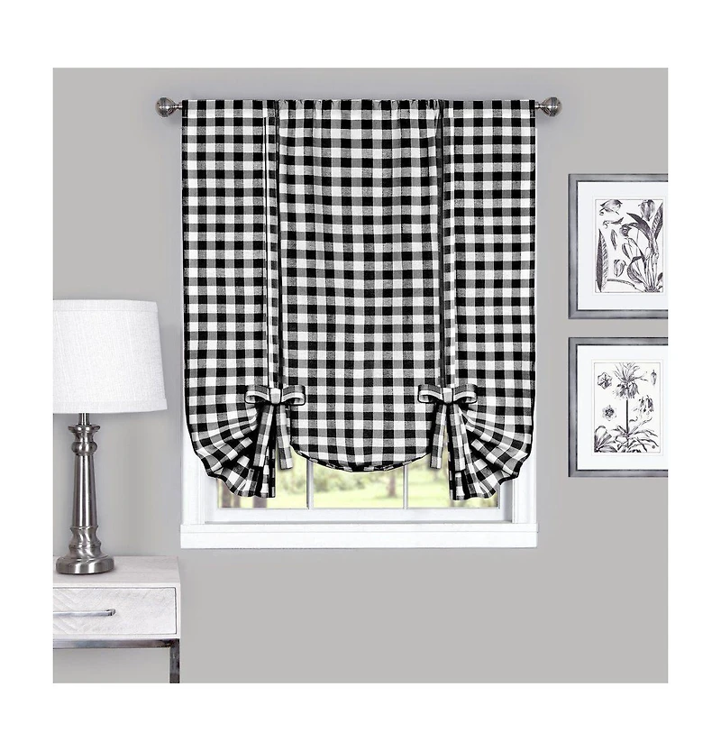 GoodGram Complete 6 Piece Country Chic Plaid Window Curtain Treatment Set - 58 in. W x 84 L