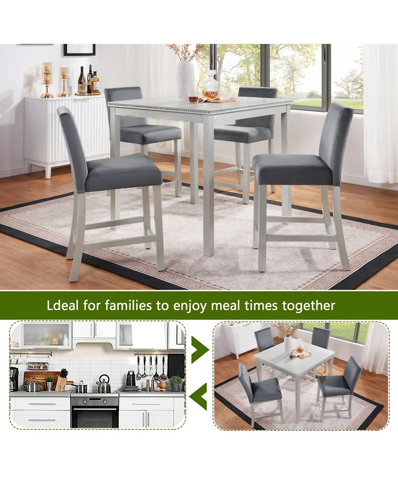Streamdale Furniture Counter Height Dining Set - Silver Grey