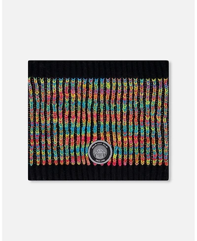 Deux par Girl Lined Knit Neckwarmer Black and Multicolor - Toddler|Child