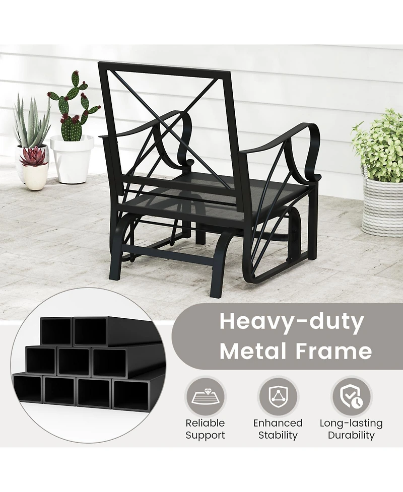 Gymax Patio Glider Chair Single Outdoor Rocking with Seat and Back Cushions