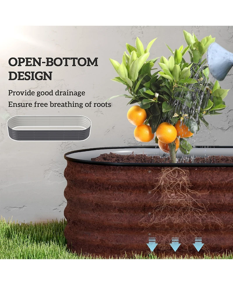 Outsunny Galvanized Raised Garden Bed Planter Box, 7.9' x 2' x 1.4',