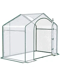 Outsunny Portable Walk-in house, Pvc Cover, Door, Top Vent,