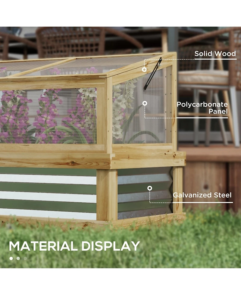 Outsunny Raised Garden Bed with Wooden Cold Frame