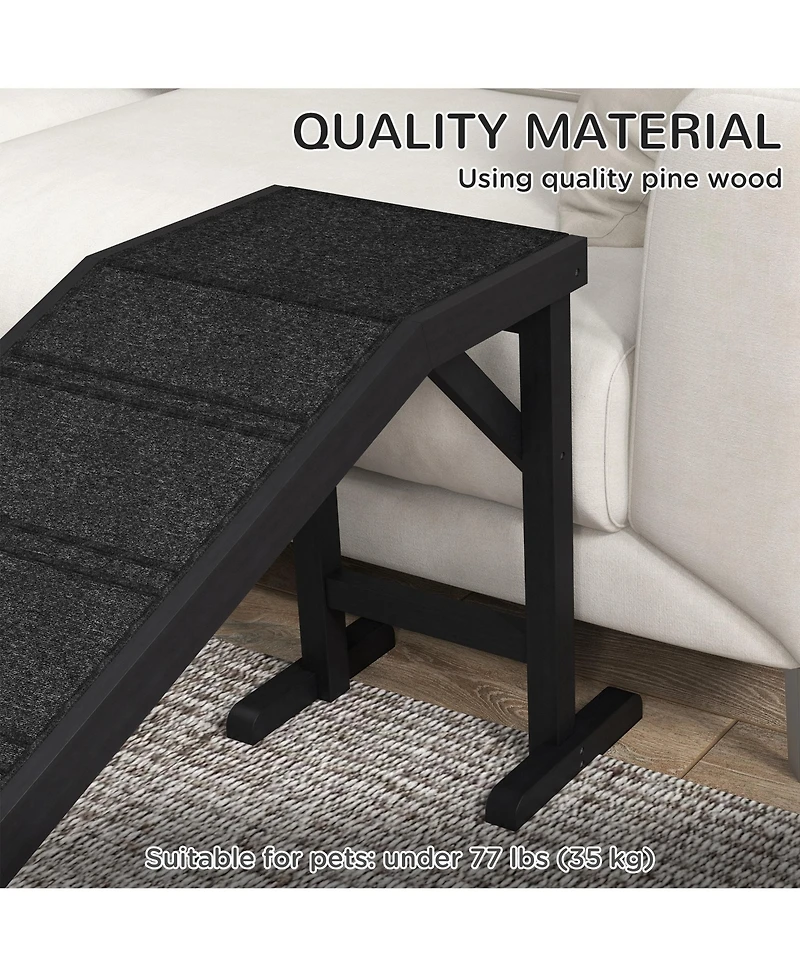 PawHut Dog Ramp w/ Non-Slip Carpet and Top Platform, 74" x 16" x 25",
