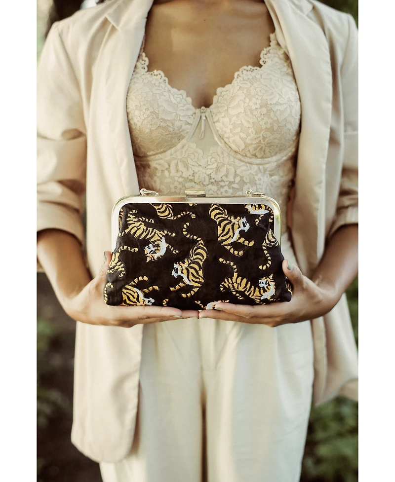 Brunna.co Sumatran Tiger Clutch Bag in Black