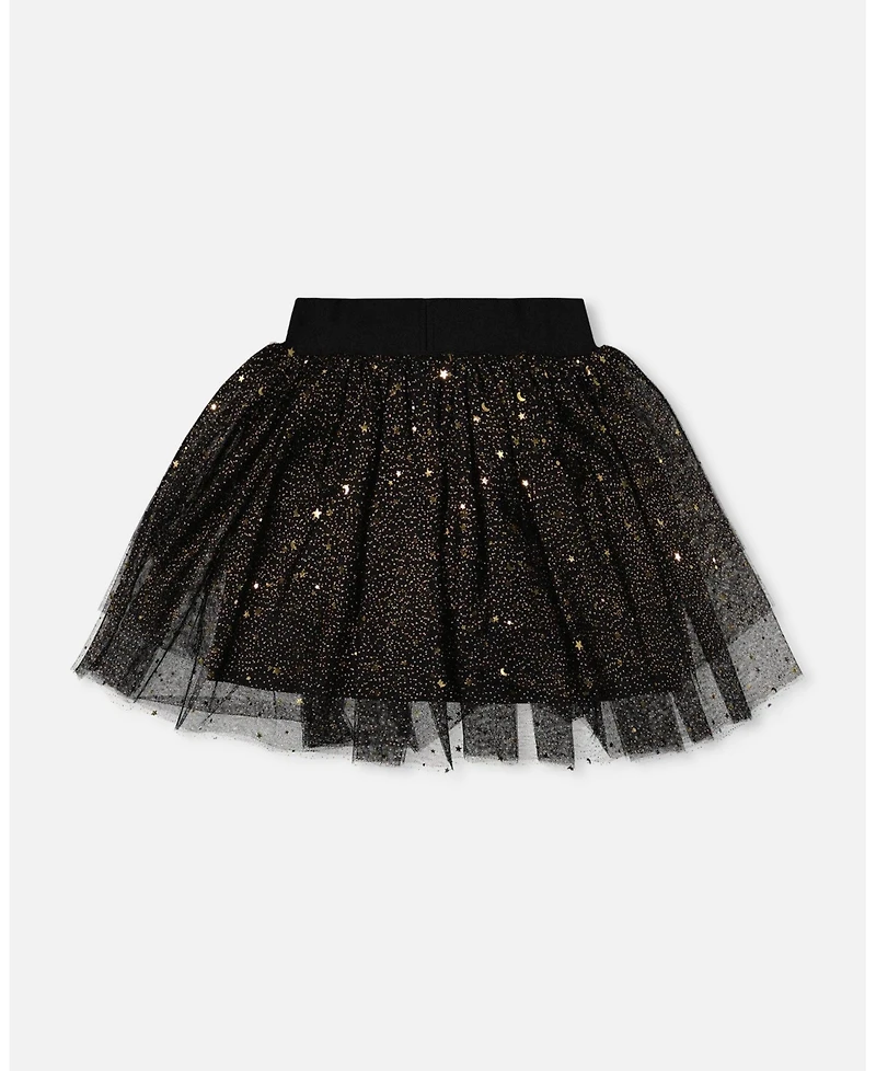 Deux par Girl Multi Layer Glittering Mesh Skirt Black - Child