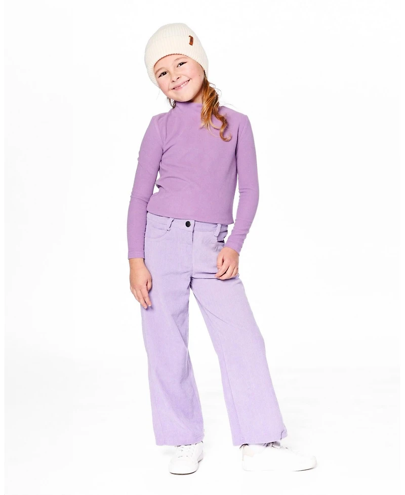 Deux par Girl Super Soft Ribbed Mock Neck Top Lavender