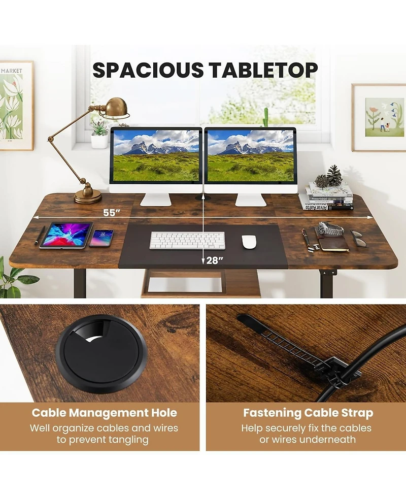 Mecale 55 Inch Electric Standing Desk Adjustable with Cable Management Hole