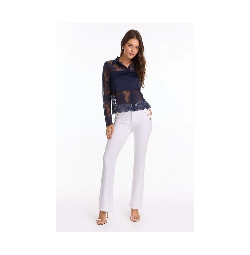 The Noli Shop Women's Vienna Lace Blouse - Fuchsia