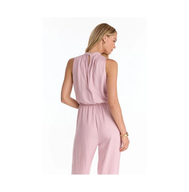 The Noli Shop Womens Fernanda Linen Jumpsuit - Blush