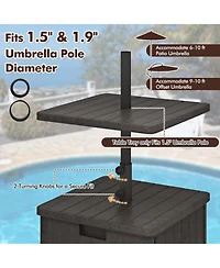 Gymax Patio 175lbs Fillable Umbrella Base w/ Table Tray Wheeled 3-in-1 Stand Outdoor