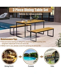 Gymax 2PCS 51'' Wooden Outdoor Bench Patio Dining Bench w/Acacia Wood Seat