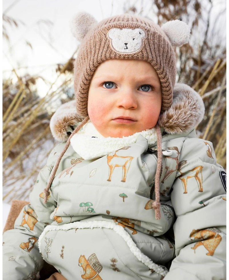 Deux par Baby Unisex Lined Winter Knit Hat with Ear Flaps Brown - Baby|Toddler