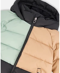 Deux par Boy Colorblocked Puffy Winter Coat Black - Child