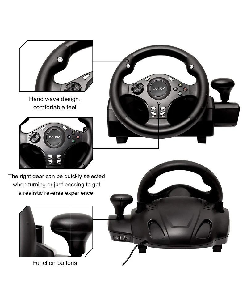Nbcp Pc Racing Wheel with Pedals & Shifter – 270° Rotation, Dual Vibration, Compatible with PS4, Xbox One, Xbox Series X|S, PS3, Switch &