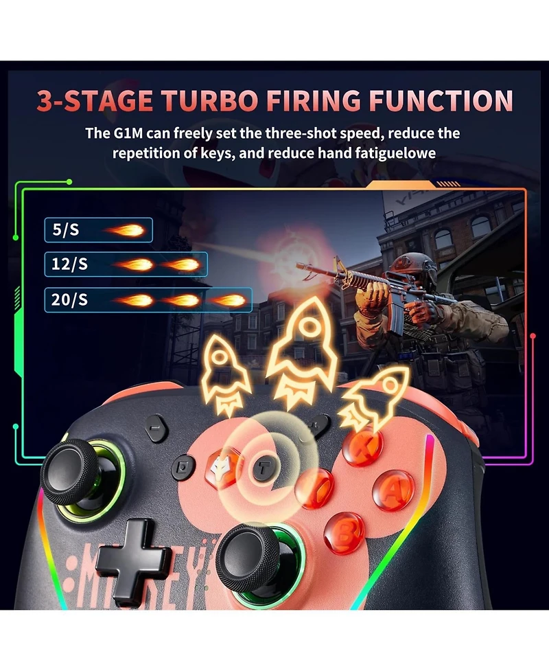 Nbcp Wireless Switch 2 Controller for Nintendo Switch/Lite/Oled, with Programmable Back Buttons, 6-Axis Gyro, Turbo Function & Wake