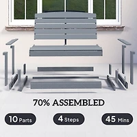Outsunny Patio Glider Bench w/ Hdpe Slatted Double Rocking Chair,
