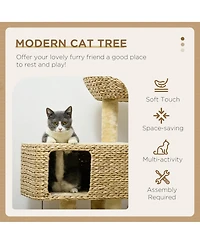 PawHut Cat Tree for Indoor Cats w/ Scratching Posts, Condo Cat Tower,