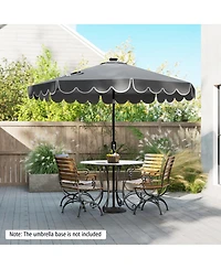 Gymax 9.3 Ft Solar Patio Umbrella w/ 32 Led Lights & Vented Top & Ruffles