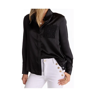 The Noli Shop Women's Amelia Silky Lace Blouse - Butter Yellow