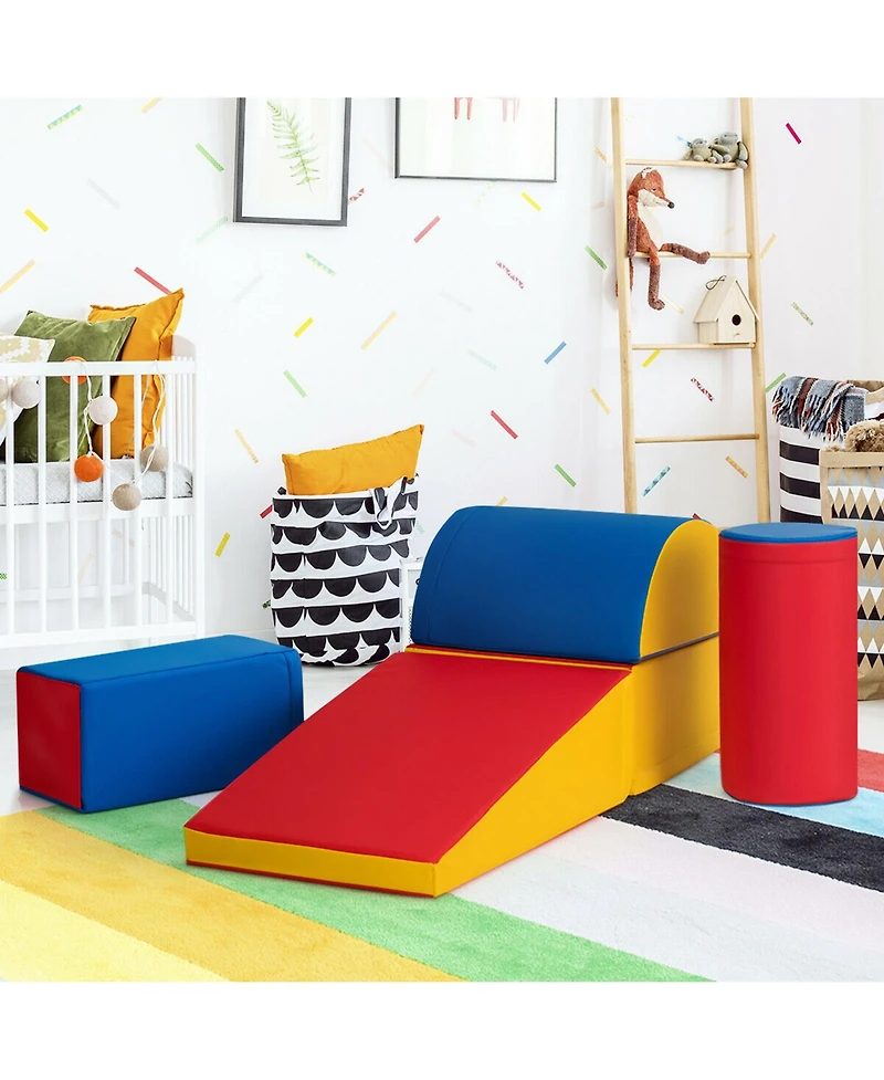 Gymax Toddler 5-Piece Climb and Crawl Activity Play Set Safe Foam Blocks Soft Climber