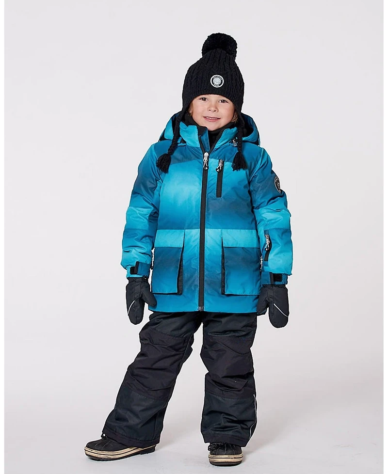 Deux par Boy Two-Piece Play Snowsuit with Printed Jacket and Solid Pant Black - Child