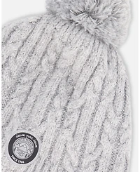Deux par Kids Unisex Lined Winter Hat with Pompom Heather Gray - Toddler|Child