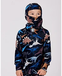 Deux par Boy Brushed Jersey Balaclava Black Dinosaur Print - Toddler|Child