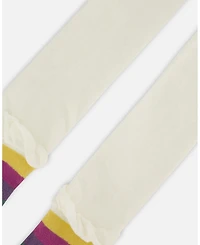 Deux par Girl Striped Footed Knit Tights Off-White - Toddler|Child