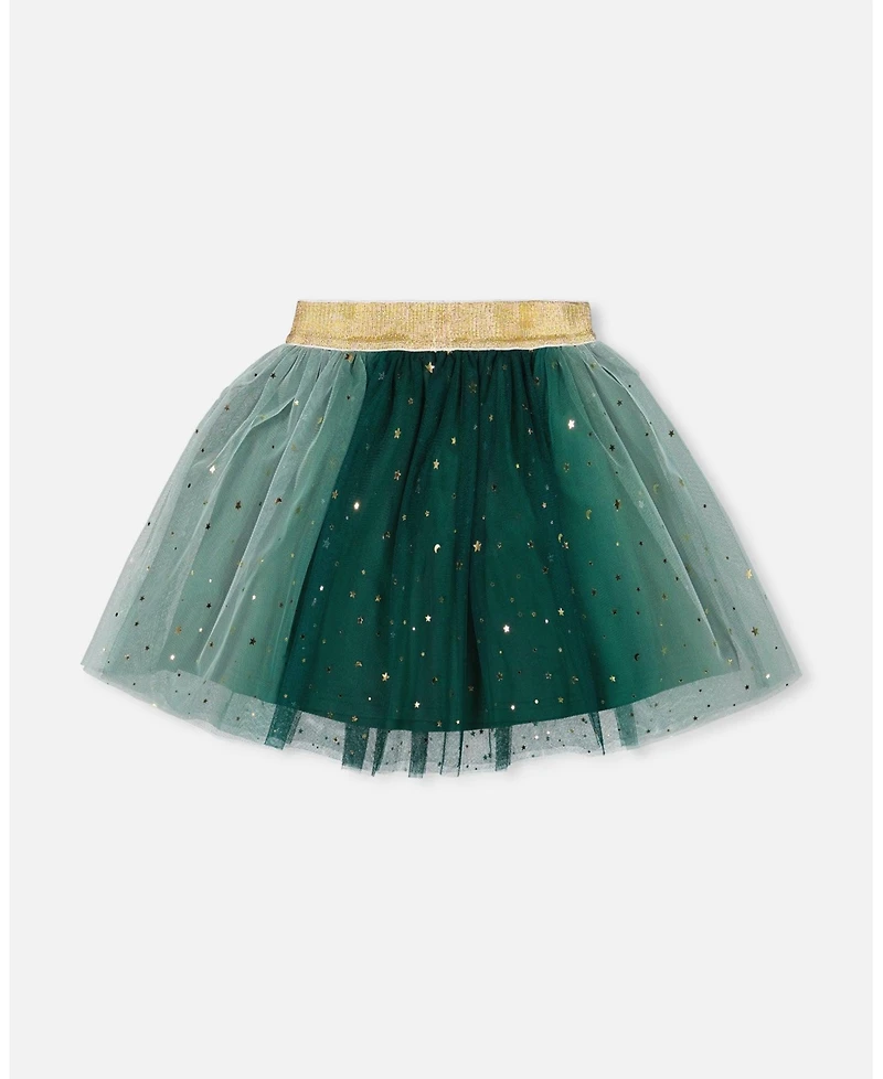Deux par Big Girls Mesh Skirt with Bow for est Green