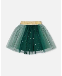 Deux par Big Girls Mesh Skirt with Bow for est Green