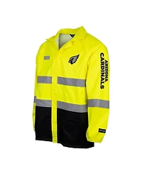 Buffalo Outdoors Men's Yellow Arizona Cardinals Hi-Vis Safety Waterproof Rain Shell Full-Zip Hooded Jacket