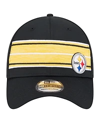New Era Men's Black Pittsburgh Steelers Stripes 39THIRTY Flex Hat