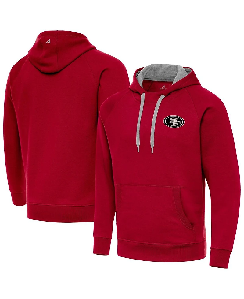 Antigua Men's Scarlet San Francisco 49ers Brushed Carbon Victory Pullover Hoodie