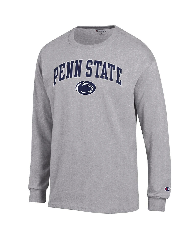 Champion Men's Heather Gray Penn State Nittany Lions Arch Over Logo Long Sleeve T-Shirt