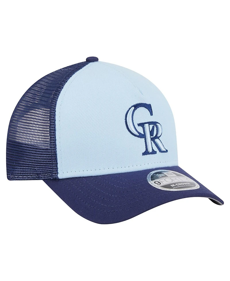 New Era Men's Light Blue/Navy Colorado Rockies 2-Tone Color Pack 9FORTY M-Crown A-Frame Adjustable Hat