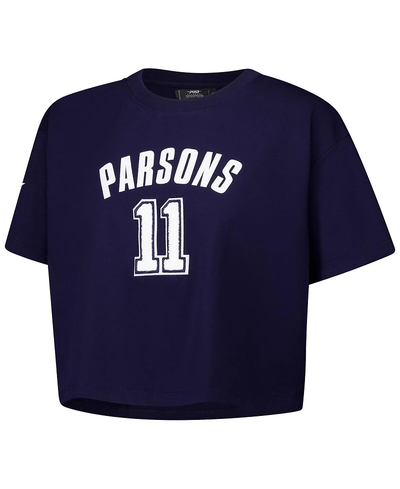 Pro Standard Women's Micah Parsons Navy Dallas Cowboys Player Name Number Cropped Boxy T-Shirt