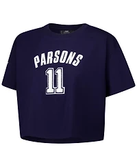Pro Standard Women's Micah Parsons Navy Dallas Cowboys Player Name Number Cropped Boxy T-Shirt