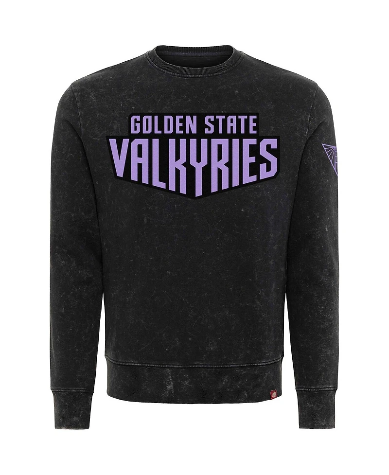 Sportiqe Men's and Women's Eclipse Black Golden State Valkyries Rock Roll Collection Freddy Mineral Wash Pullover Sweatshirt