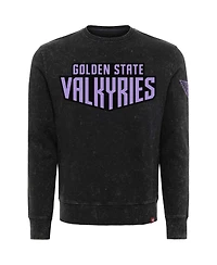Sportiqe Men's and Women's Eclipse Black Golden State Valkyries Rock Roll Collection Freddy Mineral Wash Pullover Sweatshirt