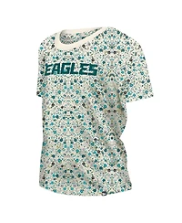 New Era Women's Cream Philadelphia Eagles Glam Game Floral T-Shirt