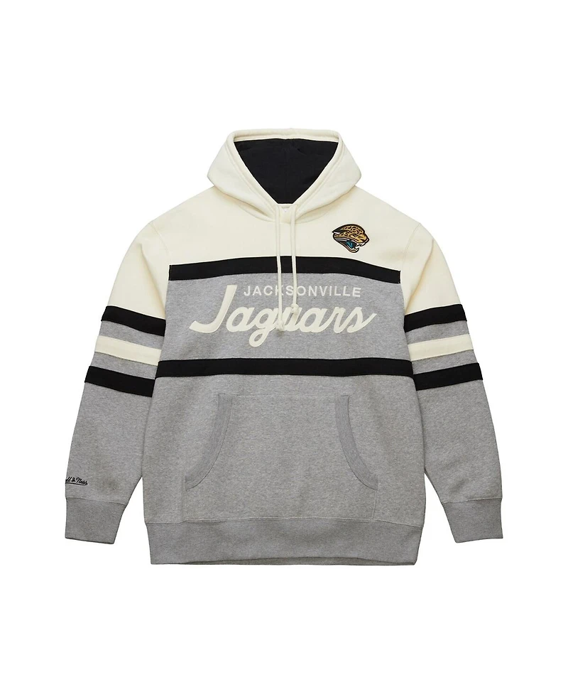 Mitchell & Ness Men's Heather Gray Jacksonville Jaguars Head Coach Logo Pullover Hoodie