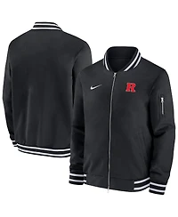 Nike Men's Black Rutgers Scarlet Knights Sideline Relaxed Full-Zip Bomber Jacket